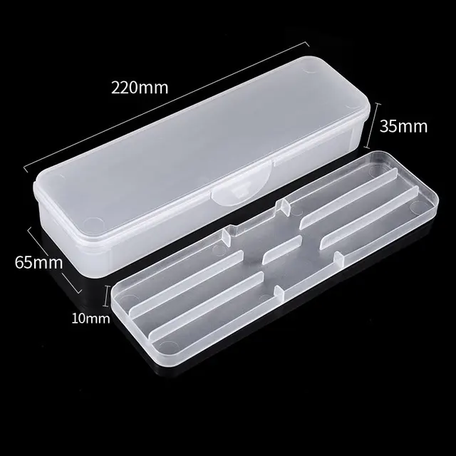 Boîte de rangement vide rectangulaire à Double couche pour outils de Nail Art, pincettes, tondeuses, brosses à ongles, fichiers, conteneur en plastique Portable 22cm, 1 pièce 5