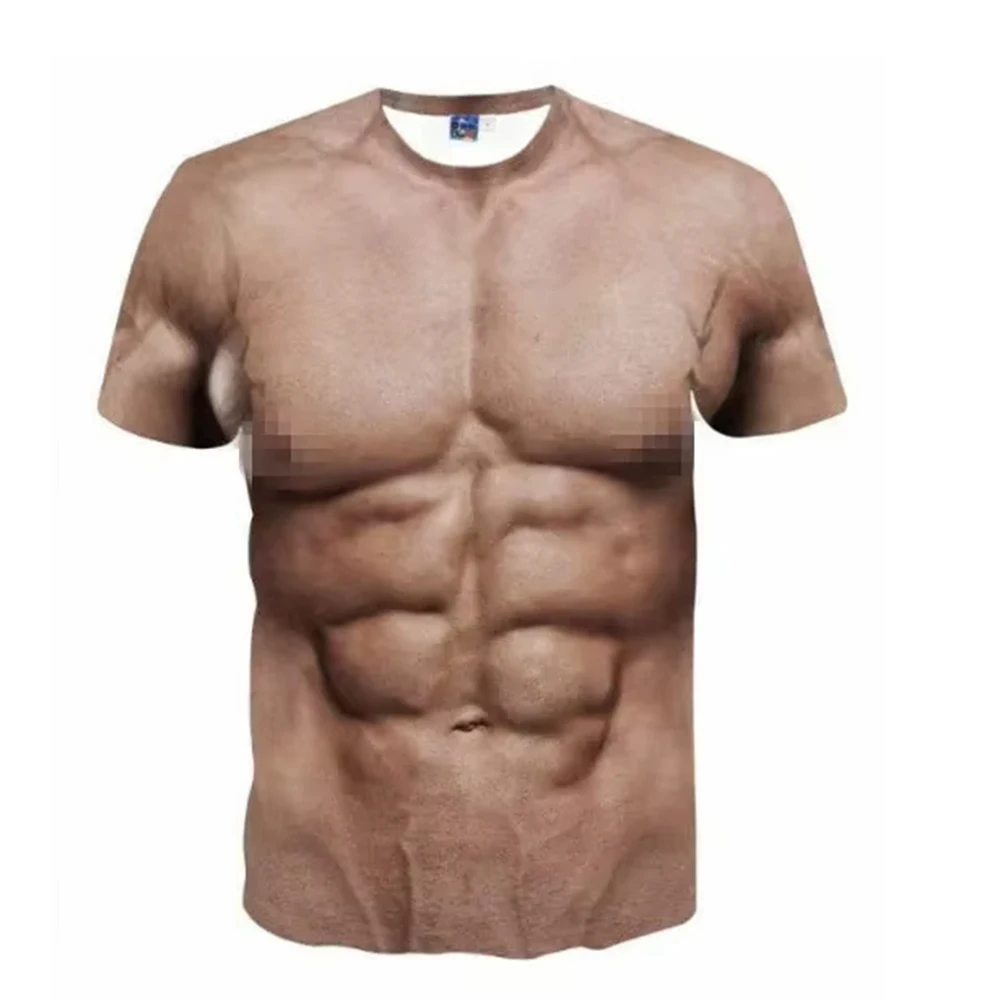 Muscle 3D T shirt Muscle Tattoo Print T shirt For Summer Beach Holiday Men Short Sleeve 3d Digital Printing Casual Tops