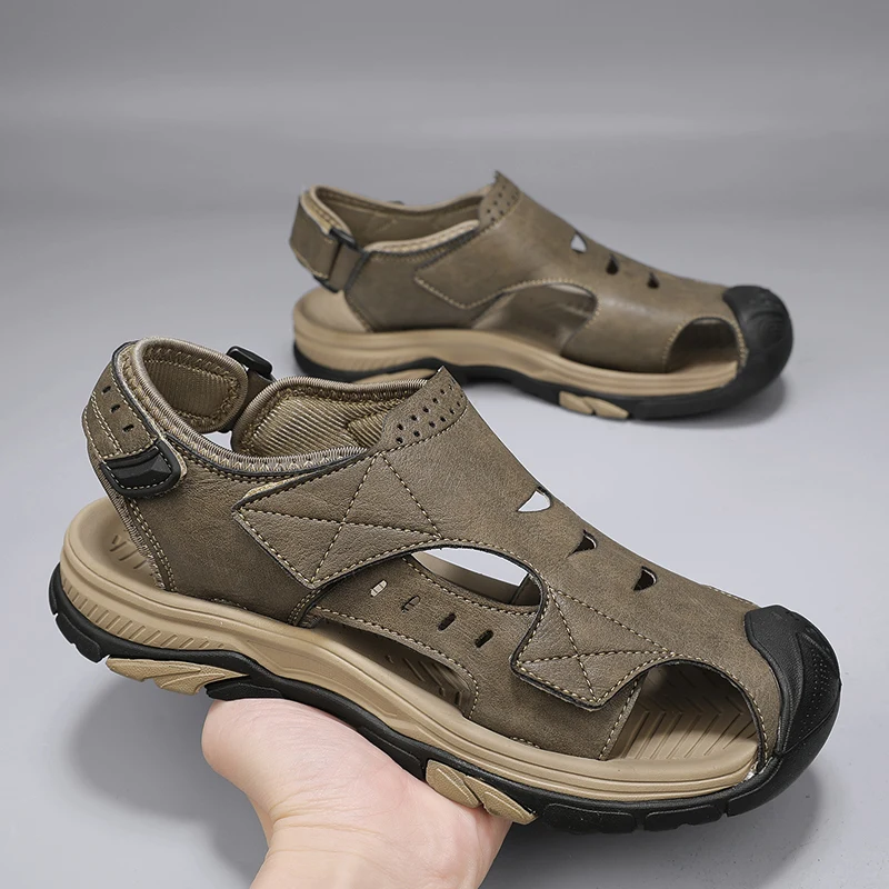 Anti-collision Toe Mens Sandals Summer Leisure Beach Shoes Holiday Magic Glue Sandals Outdoor Sneakers Casual Wading Aqua Shoes