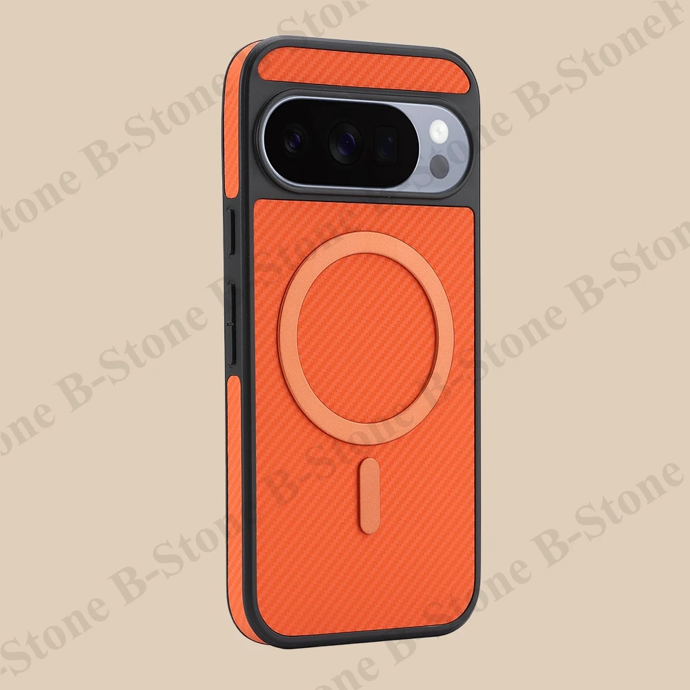 Magnetic Carbon Fiber Pattern Phone Case with Wireless Charging Capability
