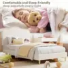 Velvet Upholstered Single Bed Frame 3ft 90x190cm Modern Scalloped Headboard Kids Girls Bed With Wooden Slats Bedroom Furniture 5 Velvet Upholstered Single Bed Frame 3ft 90x190cm Modern Scalloped Headboard Kids Girls Bed With Wooden Slats Bedroom Furniture 5