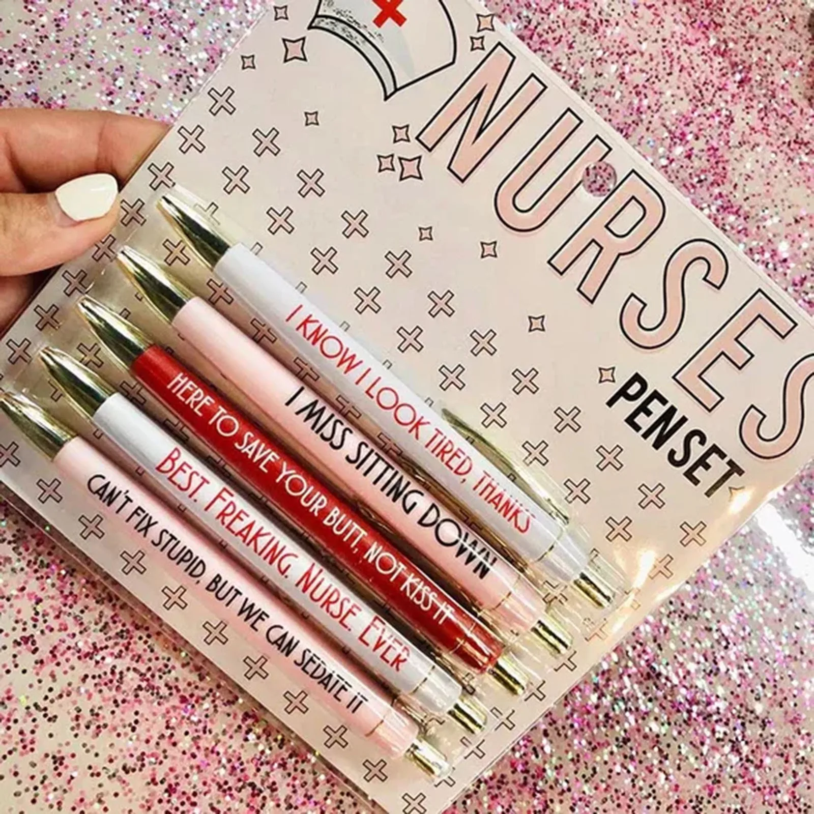 Funny Nurses Pen Set- 5Pcs, Portable, Multifunctional, Portable, Nurses  Ballpoint Pen Set, Daily Use 