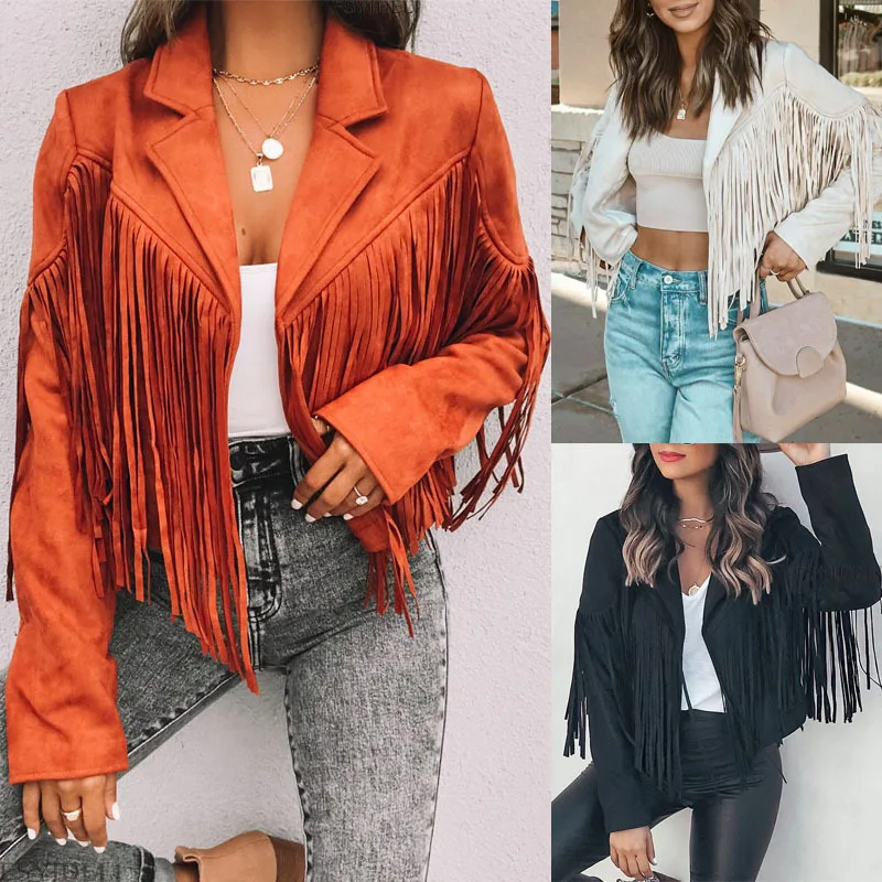 

2022 Fall Women's New Black White Red Blue Zipper Fringe Fashion Street High Quality Jacket