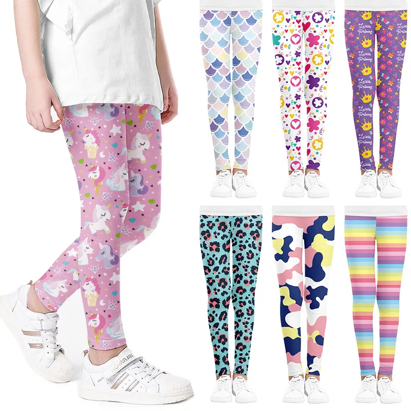 

Children Leggings Girls Cartoon Colorful Outerwear Skinny Pants Cute Cartoon Pattern Tights Toddler Pencil Pants Summer Spring