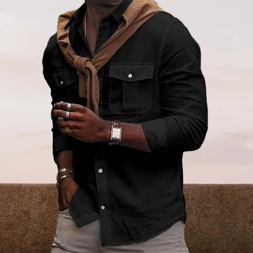 

Men Shirt Stylish Unisex Cardigan Elegant Lapel Buttoned Shirt for Men Women for Formal Business or Wear Spring Fall Men Top