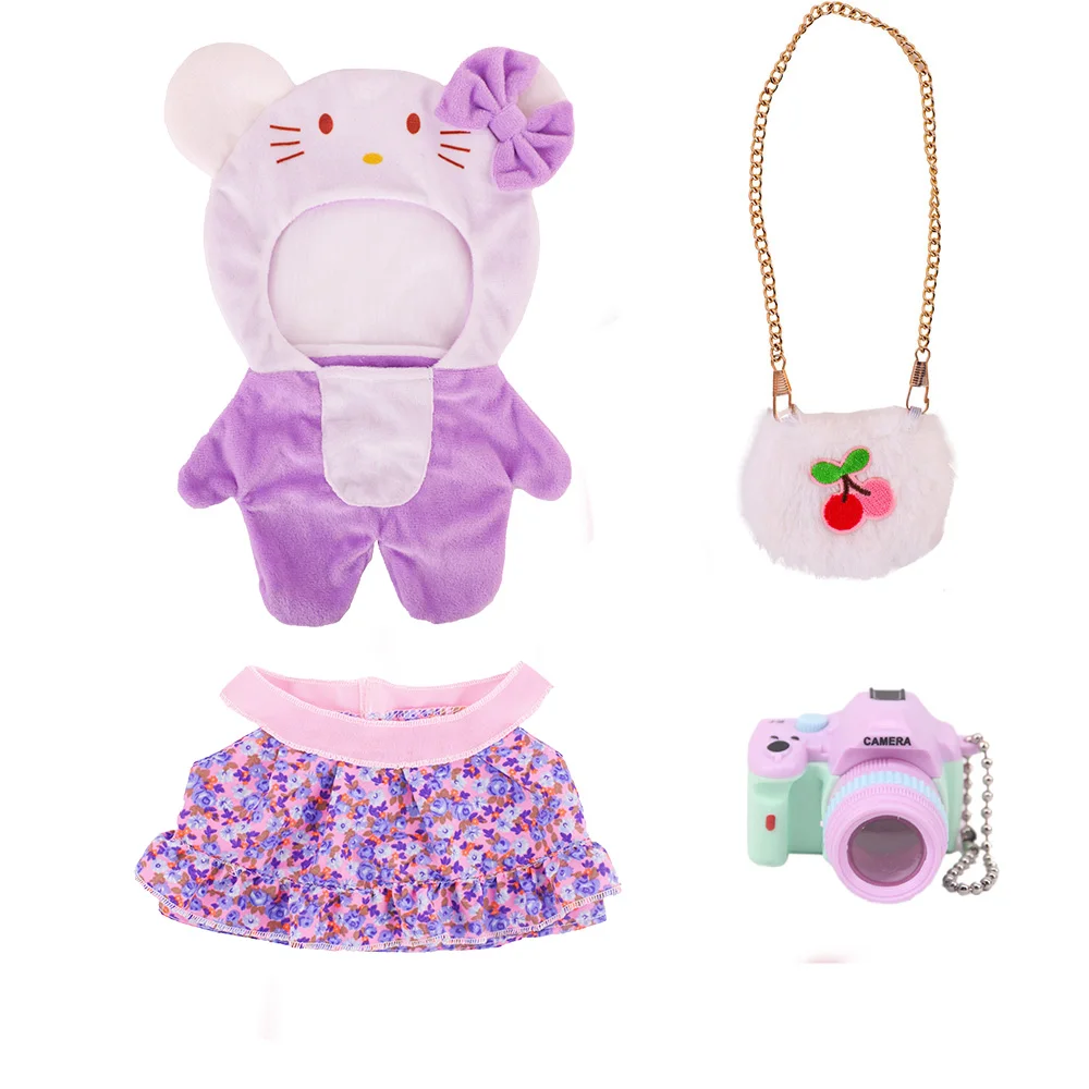 Duck Cafe Clothes Plush Lalafanfan Skirt Camera Handbag Plush Toys Soft Animal Set plush toy accessories doll clothes mini doll ornaments Girl Toys 4/3/2 Pcs 20-30cm