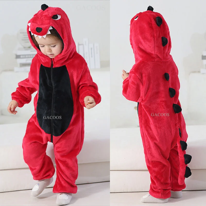 Dinosaur Kigurumi Pajamas Kids Winter Sleepwear Toddler Baby Animal Onesies Children Boy Girl Halloween Costume Jumpsuit Clothes