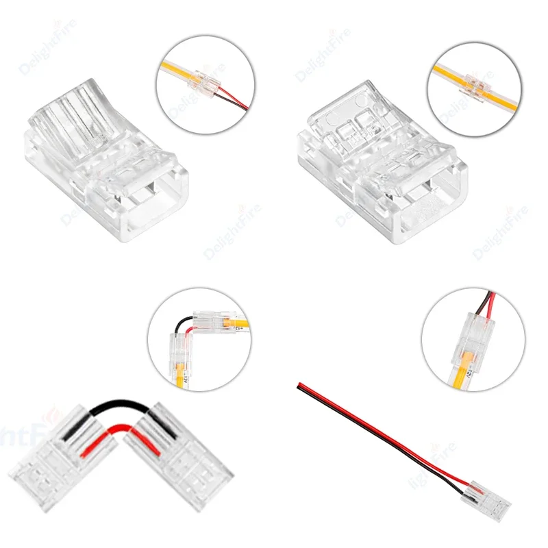 COB LED 스트립 고속 커넥터, SMD COB 5050 2835, 단색 LED 테이프, 솔더리스 직각 와이어, 2 핀, 8mm, 10mm, 2 핀 Best Top5 COB LED 스트립 고속 커넥터, SMD COB 5050 2835, 단색 LED 테이프, 솔더리스 직각 와이어, 2 핀, 8mm, 10mm, 2 핀 Best Top5