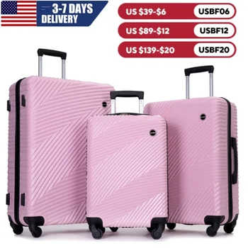 Hardshell Luggage Set,3 Piece Hardside Suitcases with Spinner Wheel,Lightweight Carry-on luggage 20" 24" 28"
