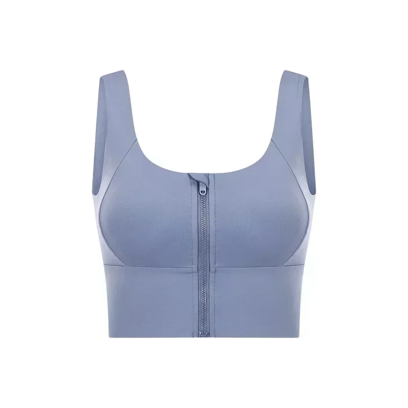 Lemon Front Zipper Full Coverage Running Workout Gym Bras Women Shockproof Naked Feel Fitness Training Sports Bra Crop Tops Vest