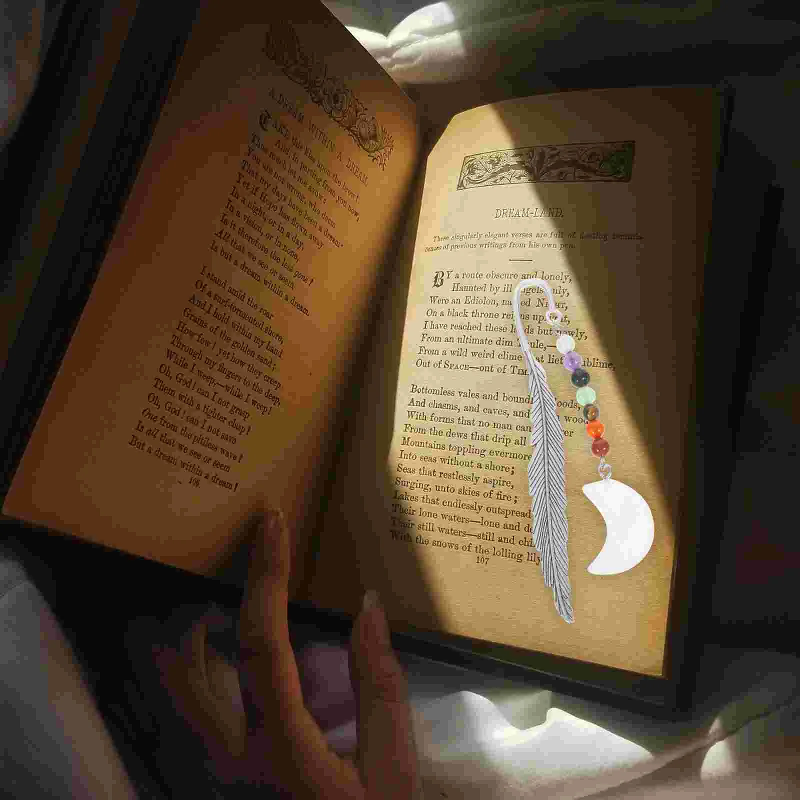 

Colorful Moon Crystal Book Mark Bookmark for Decor Bookmarks Metal Delicate Plume Shaped Student