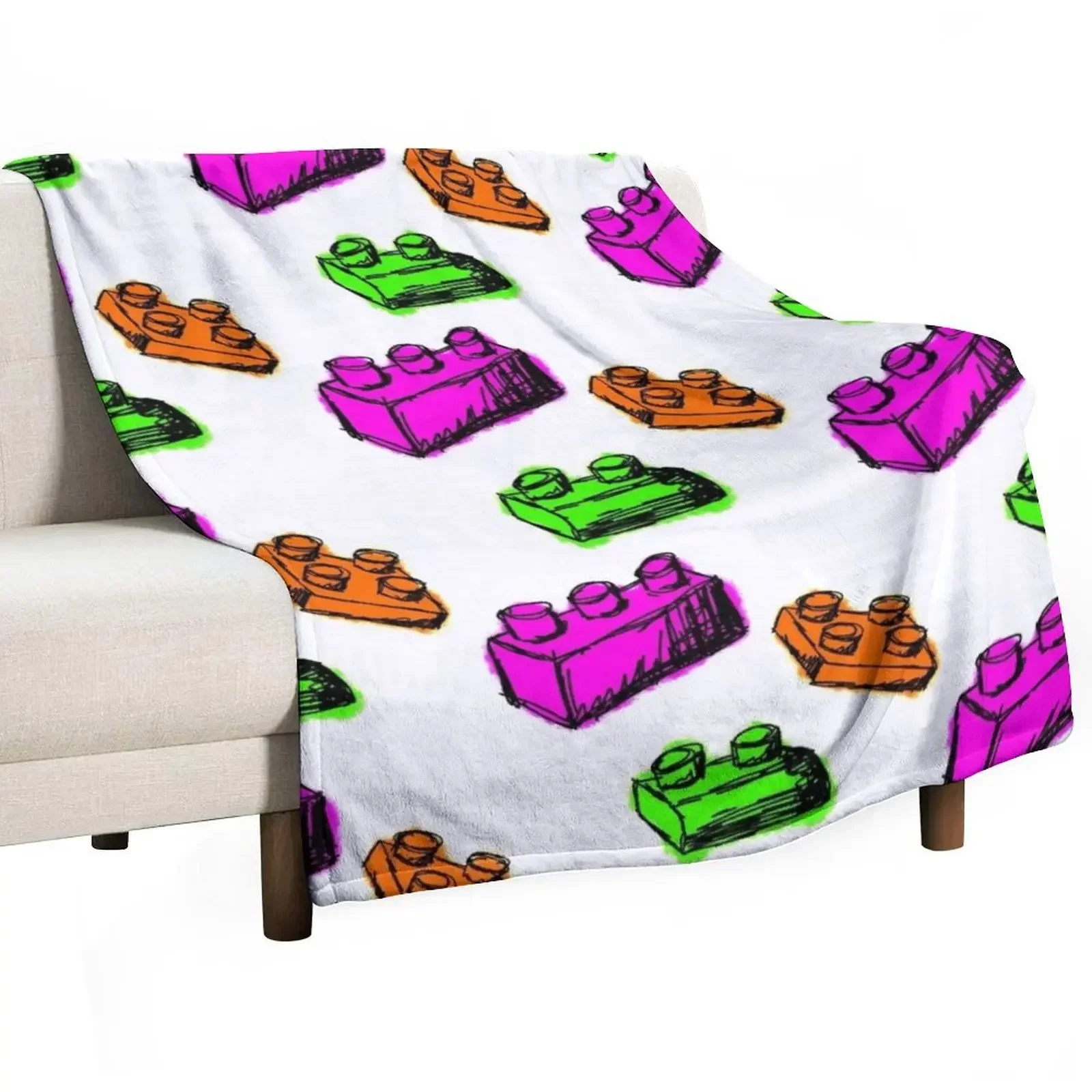 

Secondary Colors Building Blocks Throw Blanket Dorm Room Essentials Vintage Blankets