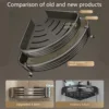 1-2PCS Shower Corner Shelf with Hook Towel Bar No Drill Space Aluminum Shower Storage Rack Bathroom Organizer 5