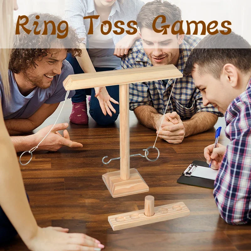 

Ring Toss party Board Games Throwing wooden tabletop battle toy cross-border new hook ferrule Shot Ladder Bundle toys for Kids