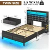 Bed Frame Twin Size with Storage Headboard and 2 Drawers,Upholstered Platform Bed with Charging Station,Heavy Duty Frame Support 2