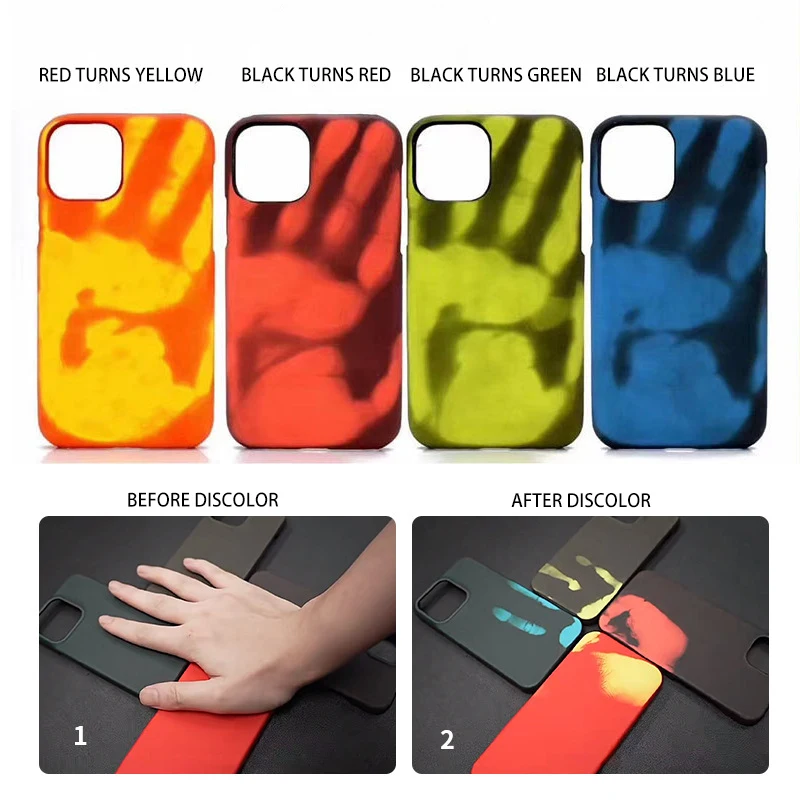 Heat Sensitive Hard PC PU Phone Case For iPhone 13 12 11 Pro Max Funny