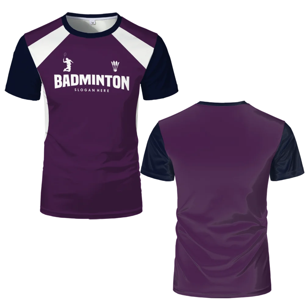 Badminton-Trikot-T-Shirts für Herren und Damen, schnell trocknend, Sport-Fitness-T-Shirt, atmungsaktiv, Rundhalsausschnitt, kurzärmelig, Trainings-T-Shirts – Detail 6