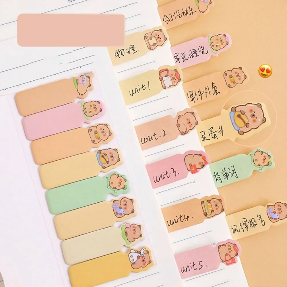 Cute Cartoon Capybara Index Sticky Calendar Marking Labels for Books