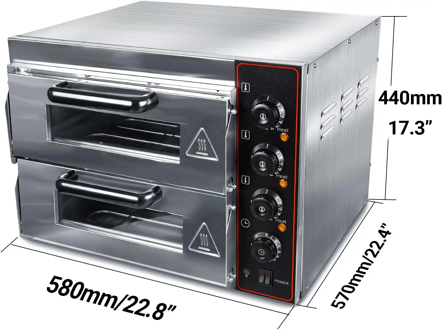 Commercial Pizza Oven Double Oven 1700W 16 inch Stainless Steel Pizza Electric Countertop Pizza and Snack Oven Multipurpose 5