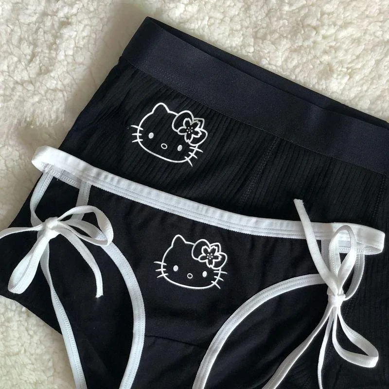 3Pcs Kawaii Hello Kitty Couple Panties Underwear Cartoon Sanrio Kitty Cat  Print Boxer Shorts Lovers Briefs Breathable Underpants - AliExpress