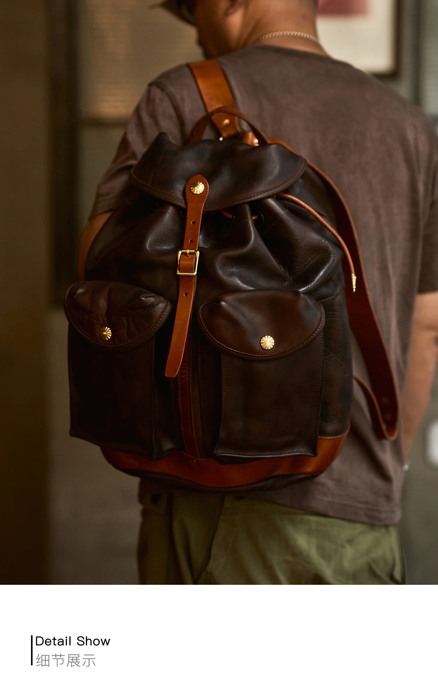 PNDME mode vintage hohe qualität pflanzlich gegerbtem rindsleder männer rucksäcke outdoor reise gepolsterte echtes leder schulranzen – Detail 9
