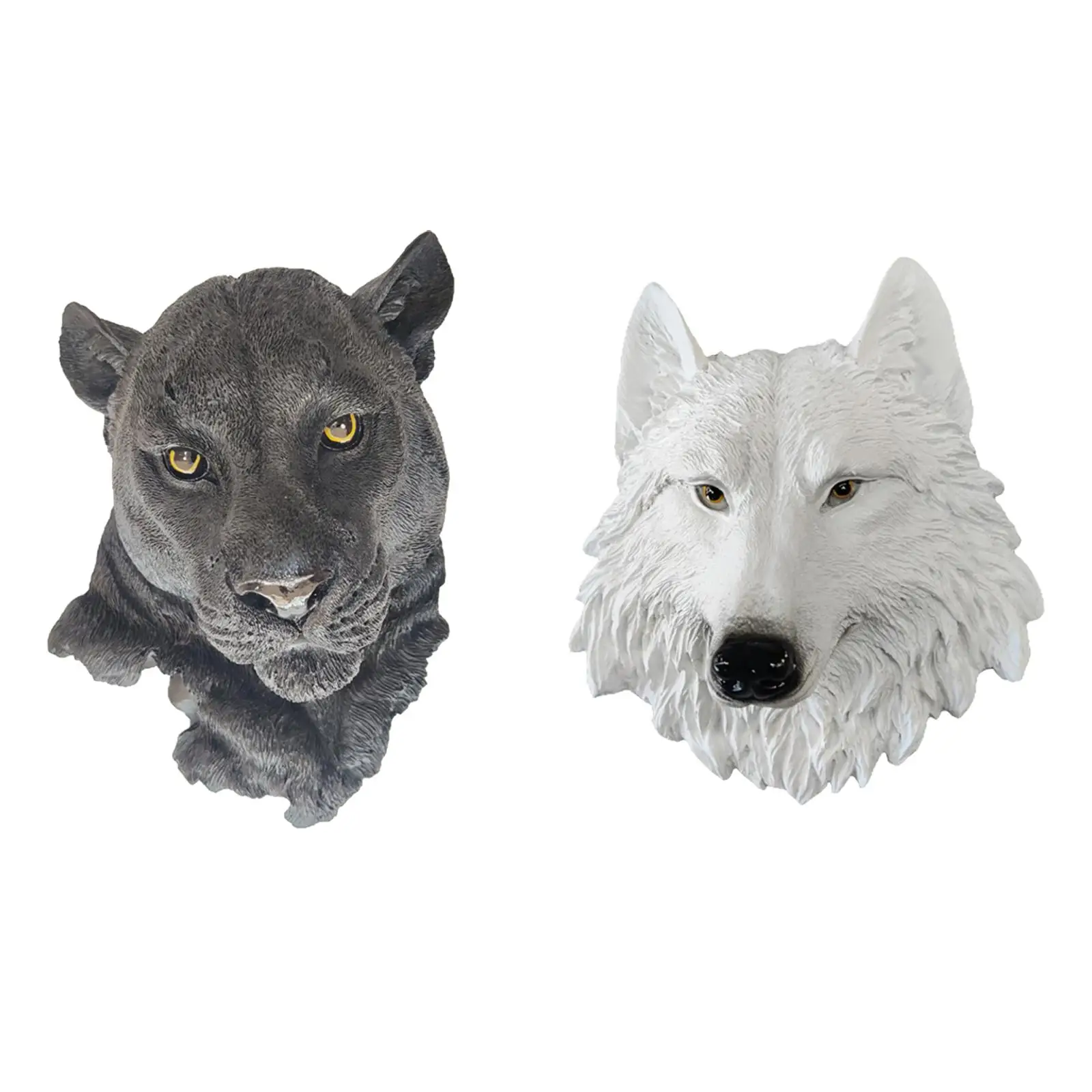Modern Faux Animal Head Statue Wall Mount Collectibles Resin 3D Wild Animals Head Sculpture for
