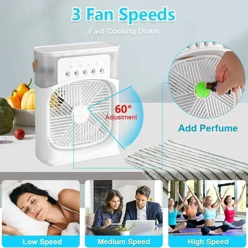 Home Portable Fan Air Conditioner: 3-in-1 Design with Humidifier USB Electric LED Night Light Household Small Air Cooler 2026 6