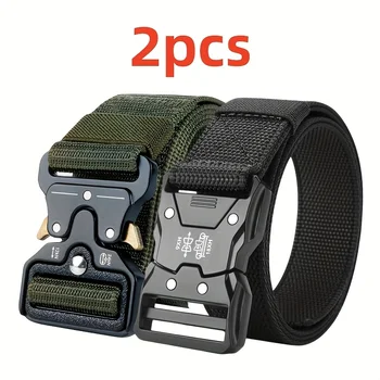 2-piece set of new men's waist belt, quick release buckle casual belt, suitable for cycling, climbing, fishing, golf and other s