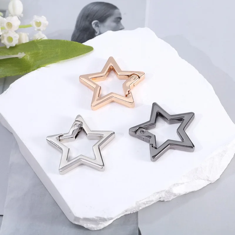 Anillo de Metal con cierre de resorte de pentagrama, hebilla de conexión con forma de estrella y langosta, fabricación de joyas DIY, llavero colgante, accesorios