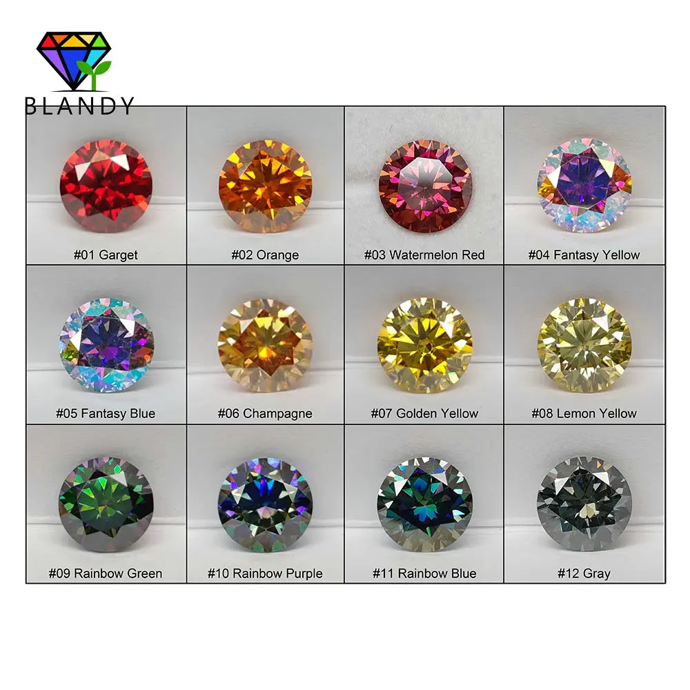 Free Shipping Various Color Moissanite Stone Green Blue Red