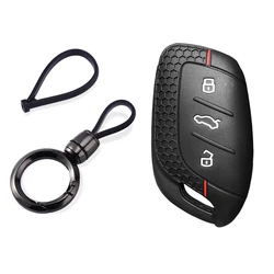 Premium Silicone Car Key Protective Cover - Sleek and Durable Design (Redline round set)