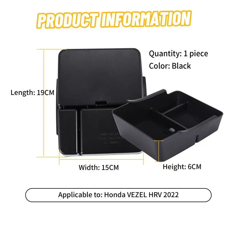 ABXV-자동차 중앙 콘솔 팔걸이 수납함 홀더 내부 정리함 글로브 트레이 혼다 VEZEL HRV 2022용