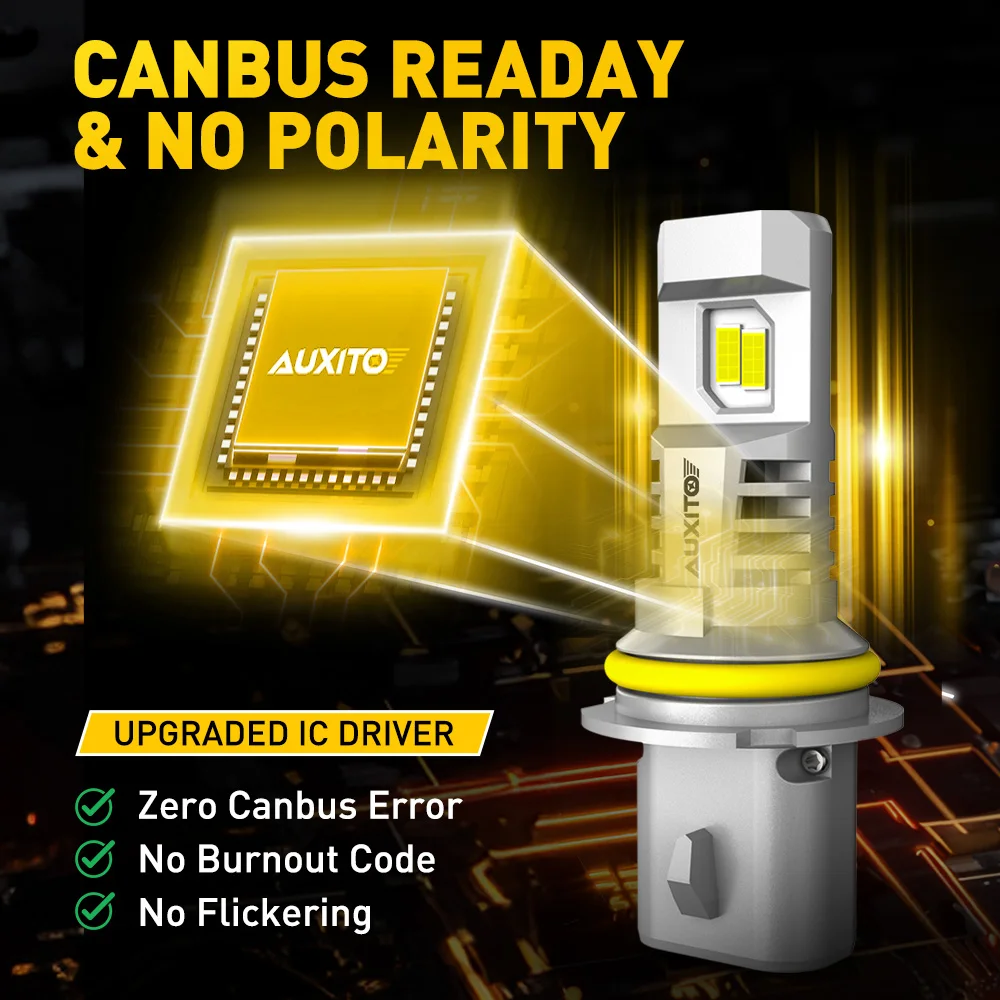 AUXITO 2개입 30000LM 9007 HB5 LED 전조등 전구 캔버스 6500K 화이트 CSP 칩 LED 상하향등 자동차 안개등 팬 포함