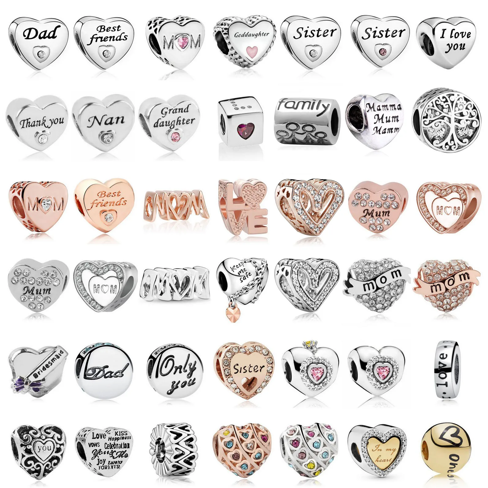 Новинка 2021 бусины с надписью Love Dad Nan Best Friends подходят для браслетов и Pandora женские