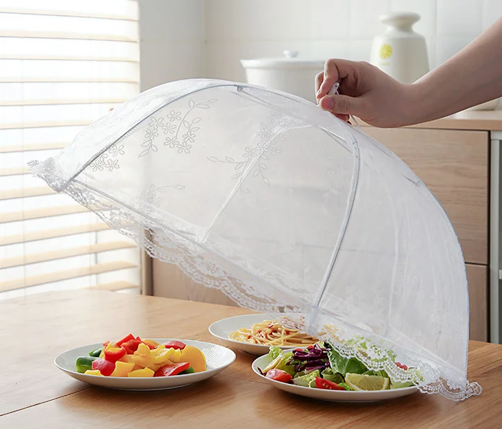 

1PC Portable Umbrella Style Food Cover Anti Mosquito Meal Cover Lace Table Home Using Food Cover Kitchen Gadgets Cooking Tools