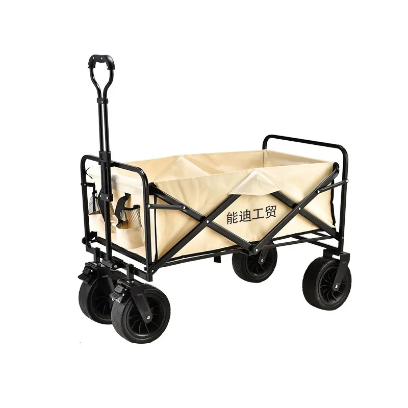 Outdoor Portable Foldable Handcart Camping Cart Beach Large Capacity Multifunctional Adjustable Handle Picnic 웨건 Wagon Trolley