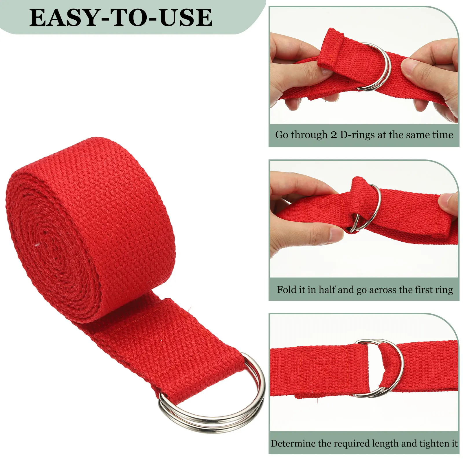 Adjustable Yoga Stretch Strap with Metal D-Ring Buckle