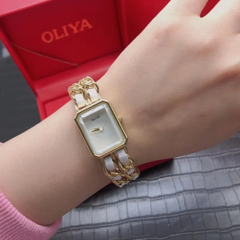 Gft box Square women's watch classic brand design waterproof ceramic color leather stainless steel bracelet Reloj mujegu