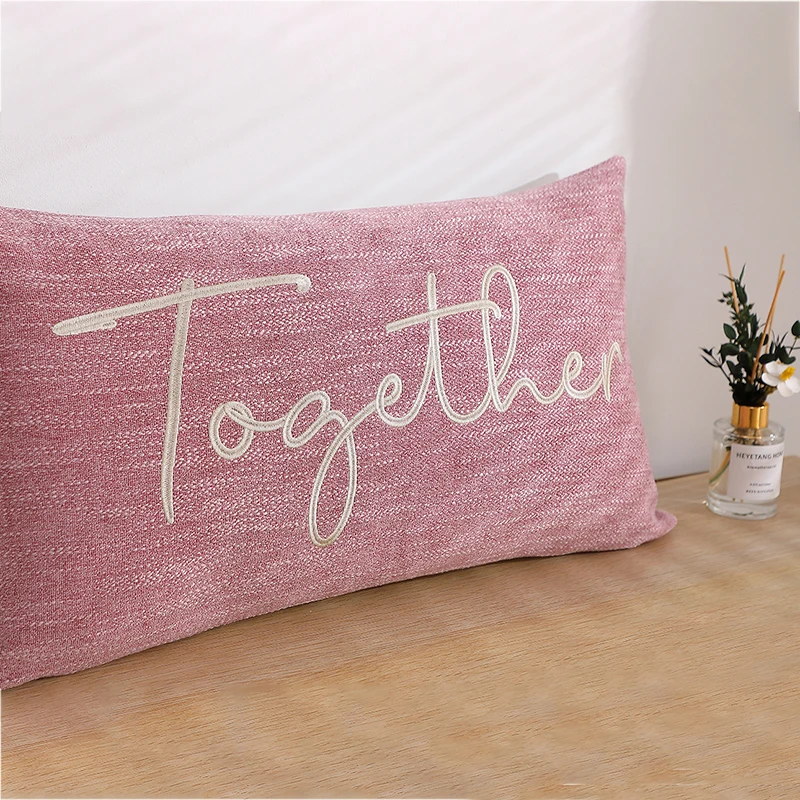 1 Pillowcase And 1 Pillow Core 35x60cm Embroidered Pillow With Hidden Zipper Set 3