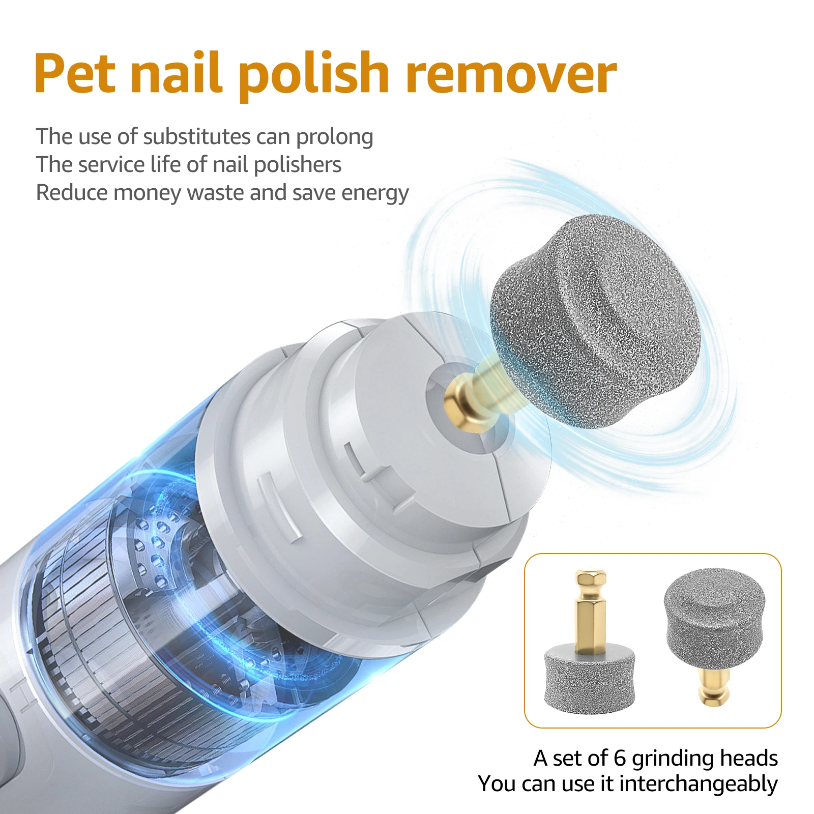 6Pcs Dogs Nail Grinder Head Wheel Replacement Trimmer Clipper Professional Pet Grooming Gadget Diamond Bit Replacement Head New