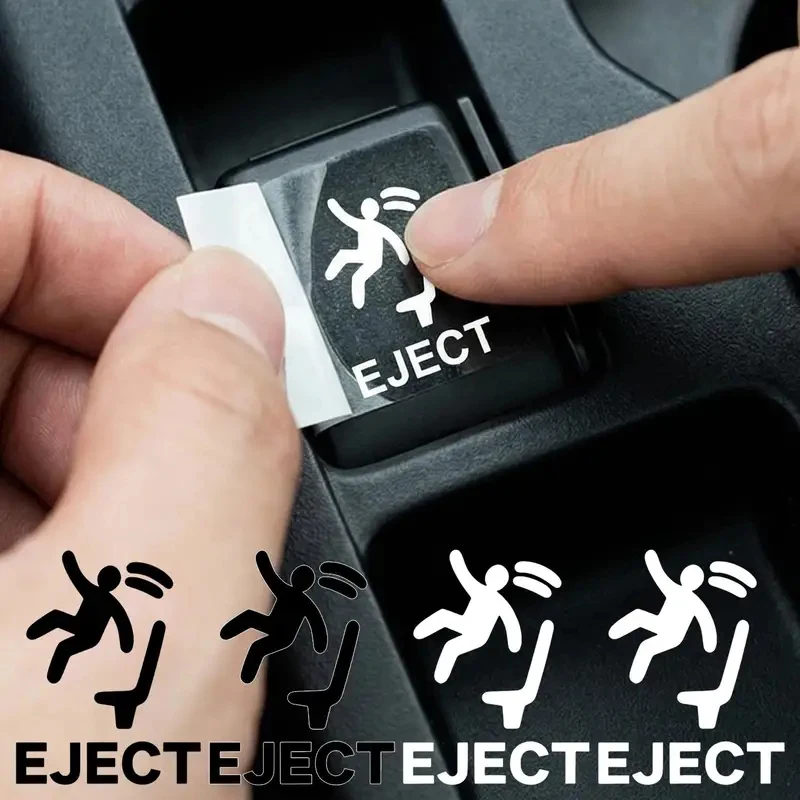 Humorous Waterproof Pop-Up Eject Button Sticker - PET Interior Decal