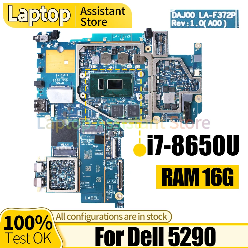

LA-F372P For Dell 5290 Laptop Mainboard 03VWJK RAM 16G Notebook Motherboard