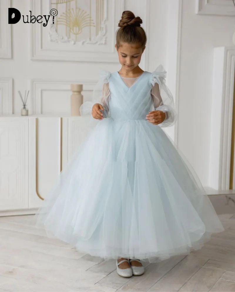 

Princess Girls Boutique Dress Elegant Tulle Puff Sleeve Costumes Kids Girl Wedding Birthday Party Prom Dresses 3y To 12y Old