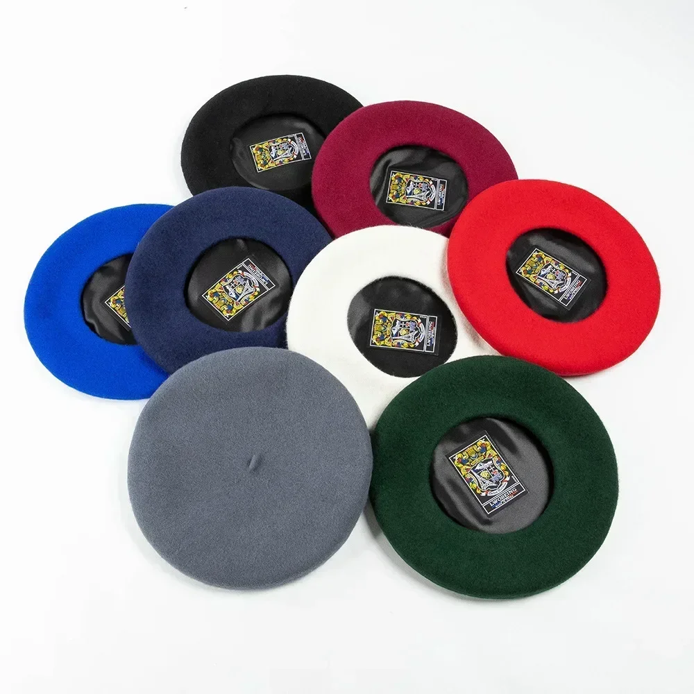 New Oversized 100% Wool Berets Women  Autumn Winter 32cm Big Beret Large Size Men Hat Painter Hat Female Warm Walking Cap 6