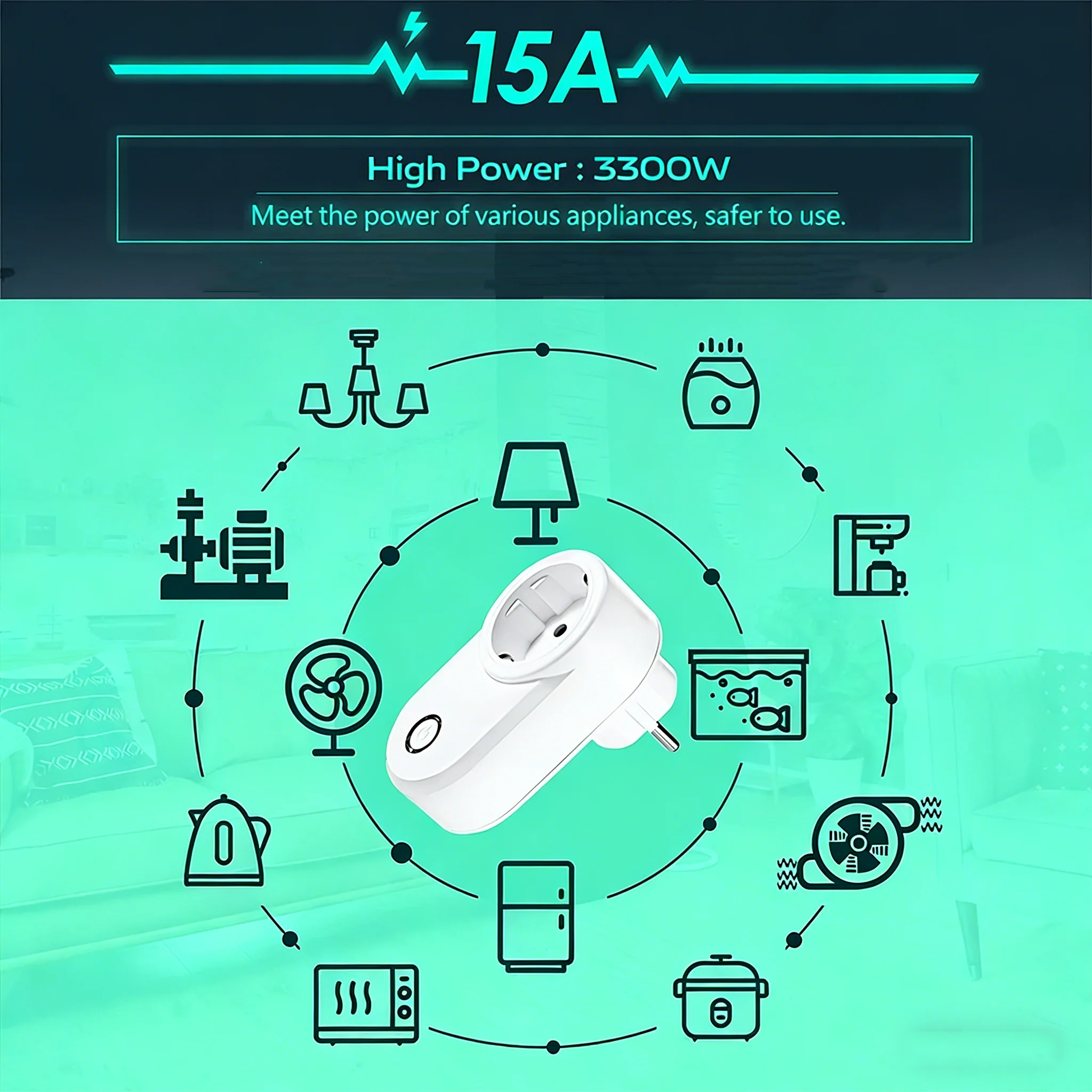 KEBIDU 무선 원격 제어 소켓 220V 110V EU FR 스마트 플러그 15A 전원 콘센트 50m 수신기 가전제품 조명 팬용 ,Wireless Remote Control Socket 220V 110V E