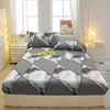 1 Simple Modern Geometry Printed Matte Fitted Sheet, Bedroom Printed Bed Cover, Bedding (Excluding Pillowcases) 3