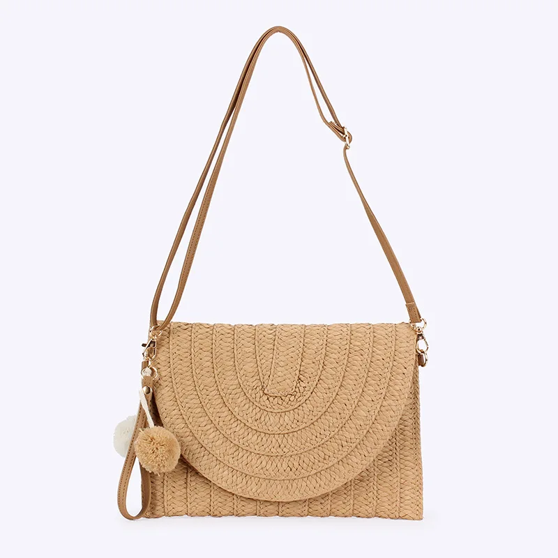 French high-end Western style simple multifunctional handmade woven bag, forest style hollow grass woven bag, beach vacation sho