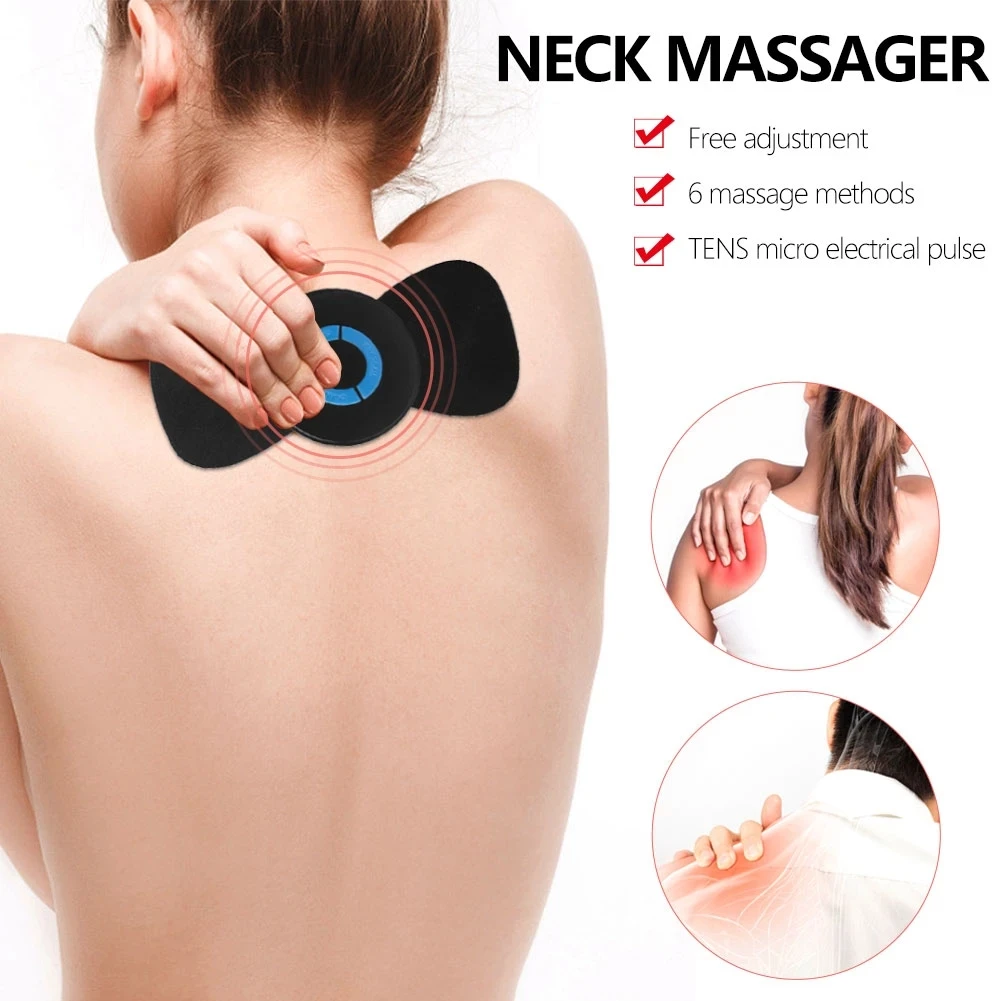 2Pc New EMS Mini Electric Massager Stimulator Pain Relief Neck Back Leg Health Care Relaxation Tool Cervical Portable Massage