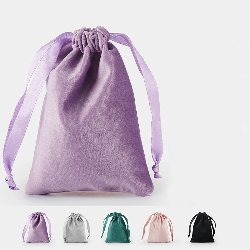 20pcs/lot Soft Silk Drawstring Velvet Bags Christmas Gift Cosmetics Perfume Packaging Bag Big Storage Bag Pouches Custom Logo
