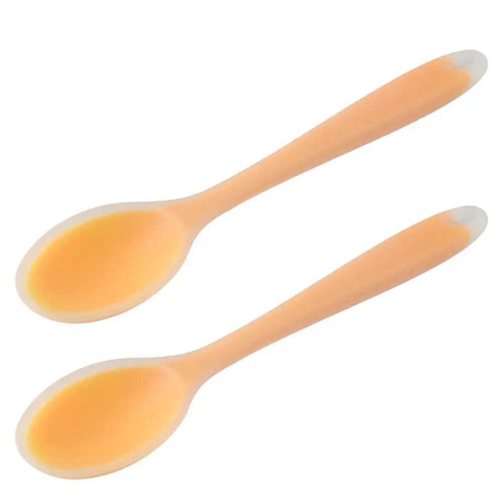 2 Pcs Silicone Dinner Spoon, Multi-purpose Surrounding Transparent Design Soft Texture Ergonomic Design for Mixing Soup Spoon